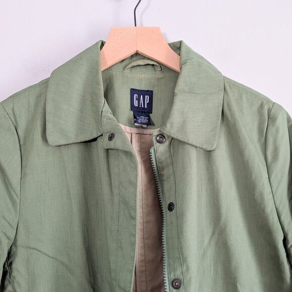 Vintage Y2K Gap Jacket XS Green Cotton Lightweight Coat Preppy Classic Mid Zip - Picture 6 of 9